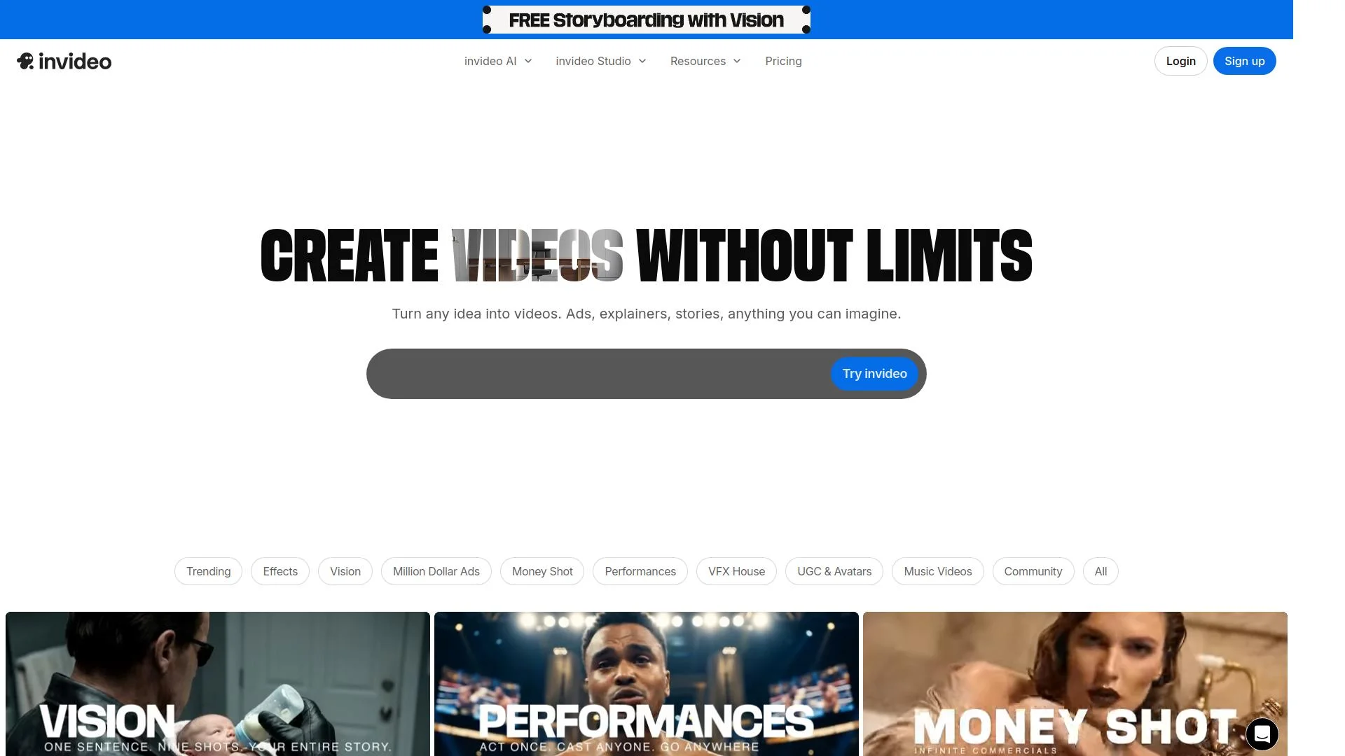 InVideo editor interface